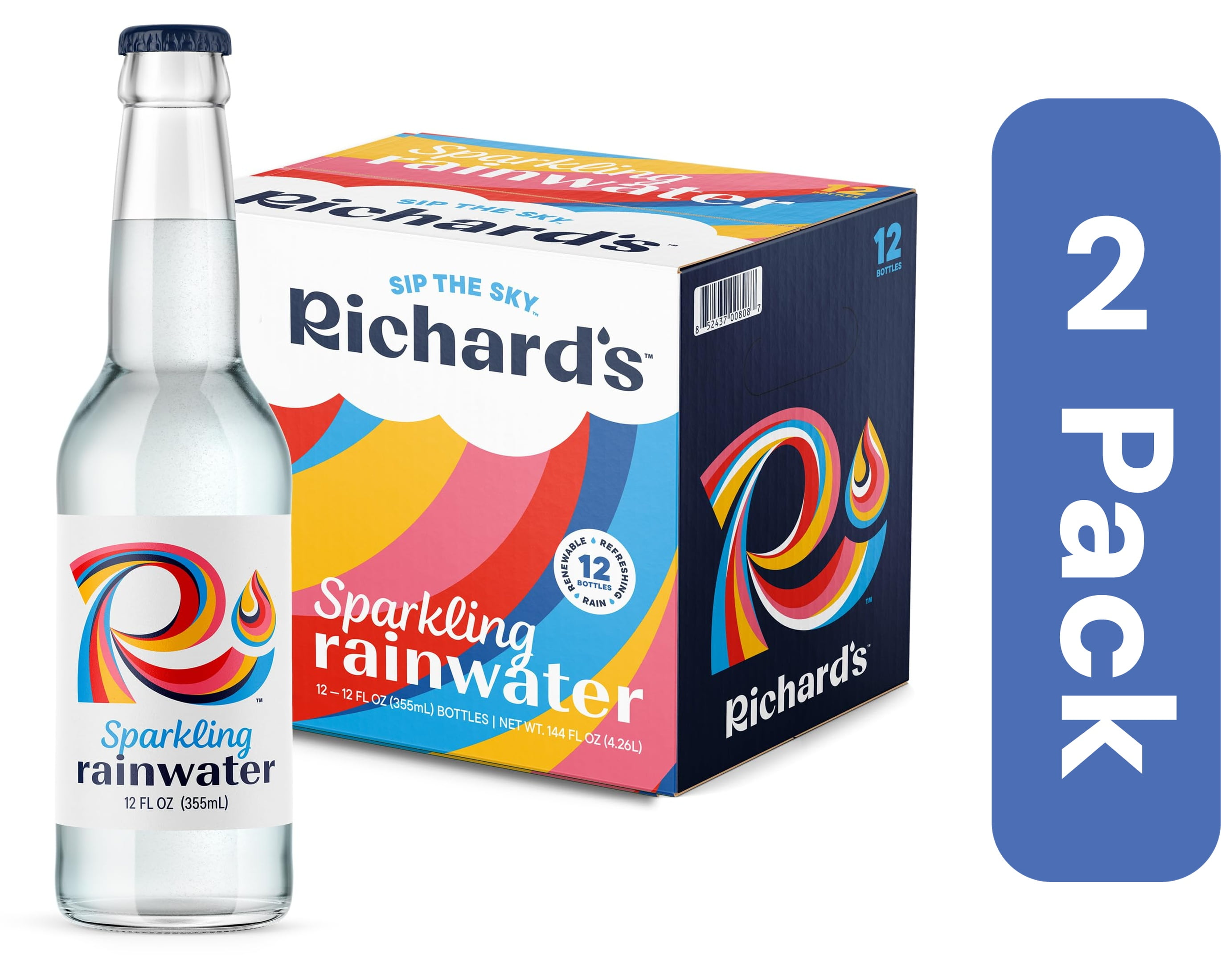 Richards Rainwater Sparkling Water 12 Pack 144 oz (Pack of 2)