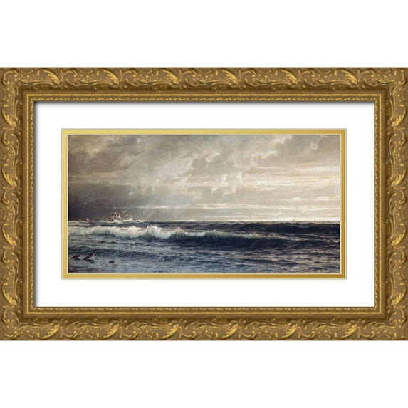 Richards, William Trost 18x11 Gold Ornate Wood Framed with Double Matting Museum Art Print Titled - Near Lands End, Cornwall 1879