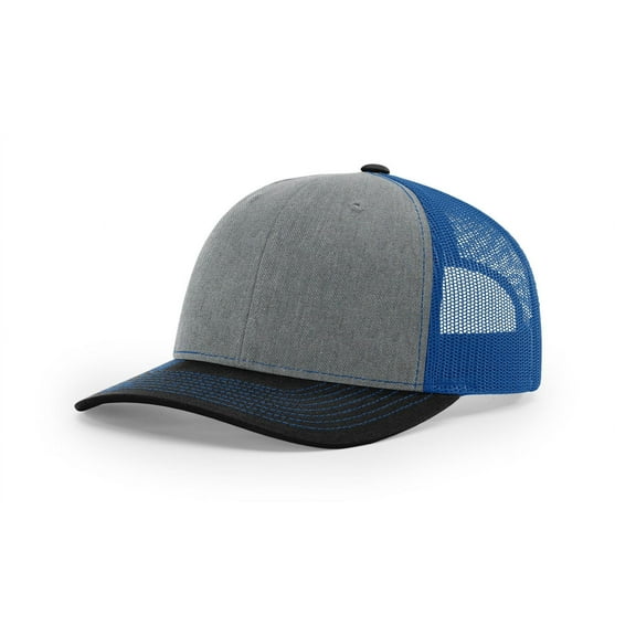 Richardson 112 Trucker Hat - Tri Heather Grey/Royal/Black OSFM