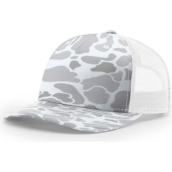 Richardson Printed Five Panel Trucker (112PFP), Size OSFM, Blizzard Duck Camo/White