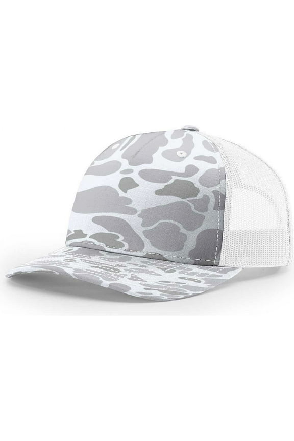 Richardson Printed Five Panel Trucker (112PFP), Size OSFM, Blizzard Duck Camo/White