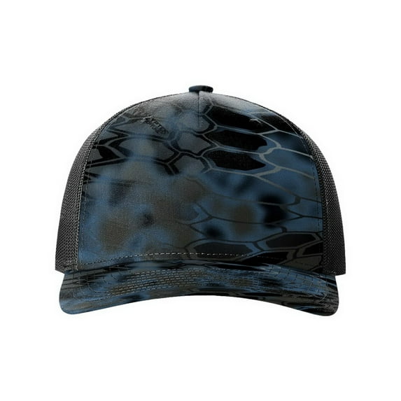 Richardson Printed Five Panel Trucker Hat (112PFP), One Size Fits Most, Kryptek Neptune/Black