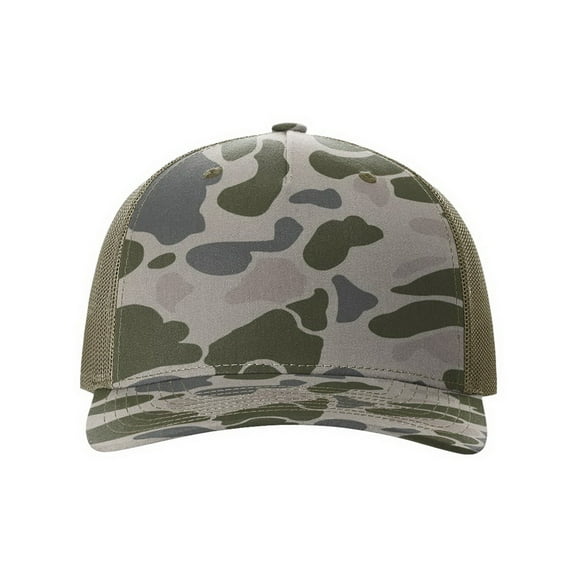 Richardson Printed Five Panel Trucker (112PFP), Size OSFM, Marsh Duck Camo/Loden