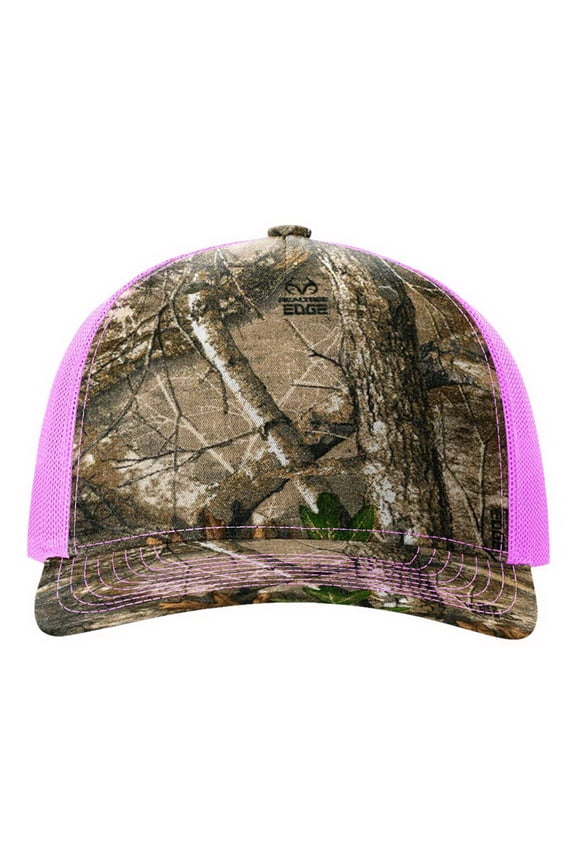 Printed Five Panel Trucker Hat (112PFP), One Size Fits Most, Realtree Edge/Neon Pink