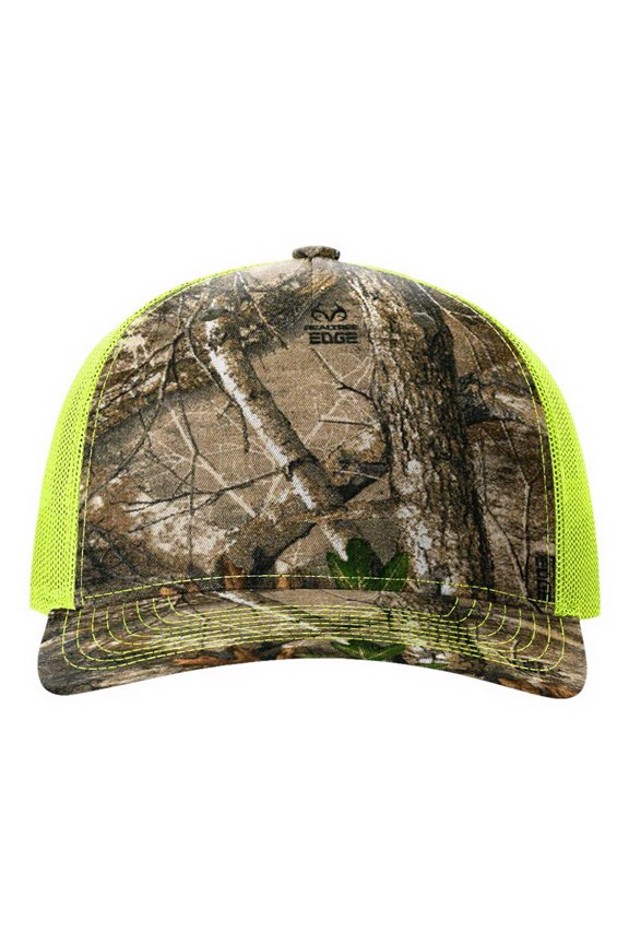 Printed Five Panel Trucker Hat (112PFP), One Size Fits Most, Realtree Edge/Neon Yellow