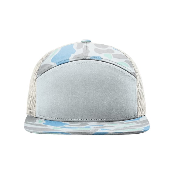 Richardson 168P Printed Seven-Panel Trucker Cap-Saltwater Duck Camo/ Ice Gray