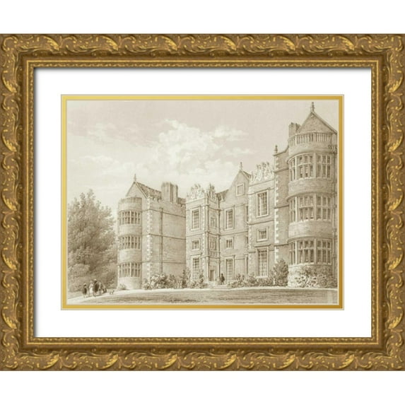 Richardson 32x25 Gold Ornate Wood Framed with Double Matting Museum Art Print Titled - Burton Agnes Yorkshire