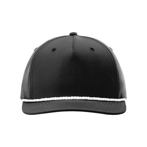Richardson 5 Panel Classic Rope Cap (258), Size OSFM, Solid Black/White