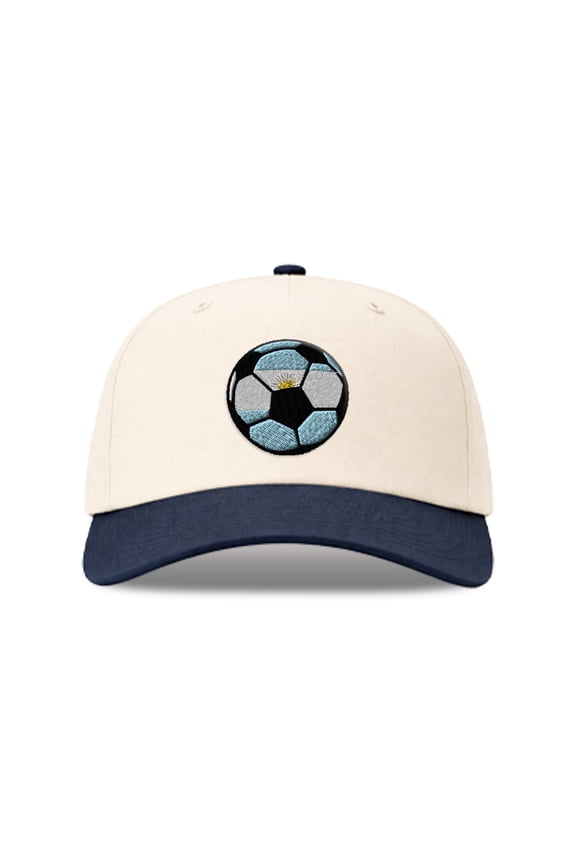 Richardson 5 Panel Two Tone Hat Argentina Soccer Ball Flag Men & Women Vintage Baseball Cap Cotton Navy Design Only