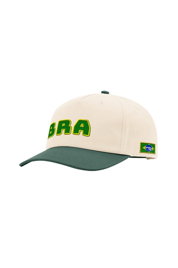 Richardson 5 Panel Two Tone Hat Brazil Bra Soccer Flag Men & Women Vintage Baseball Cap Cotton Forest Green Design Only
