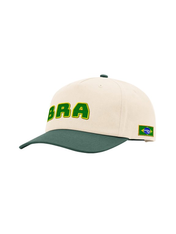 Richardson 5 Panel Two Tone Hat Brazil Bra Soccer Flag Men & Women Vintage Baseball Cap Cotton Forest Green Design Only