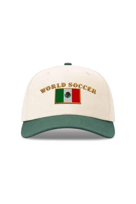 Richardson 5 Panel Two Tone Hat Mexico Mexican World Soccer Football Flag Men & Women Vintage Baseball Cap Cotton Forest Green Design Only