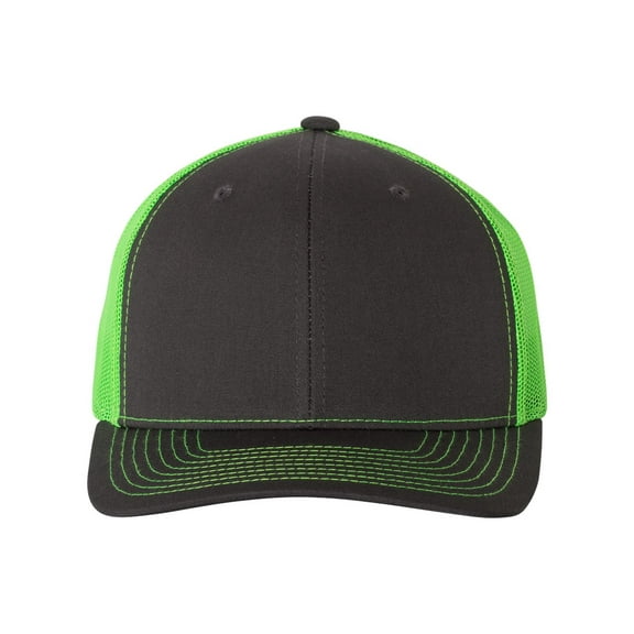 Richardson - Adjustable Snapback Trucker Cap - 112 - Charcoal/ Neon Green