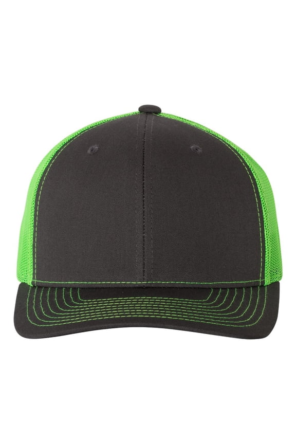 - Adjustable Snapback Trucker Cap - 112 - Charcoal/ Neon Green
