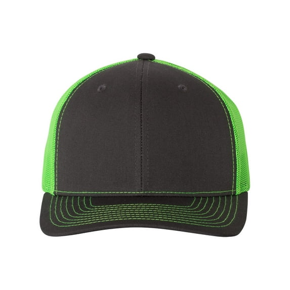 Richardson - Adjustable Snapback Trucker Cap - 112 - Charcoal/ Neon Green