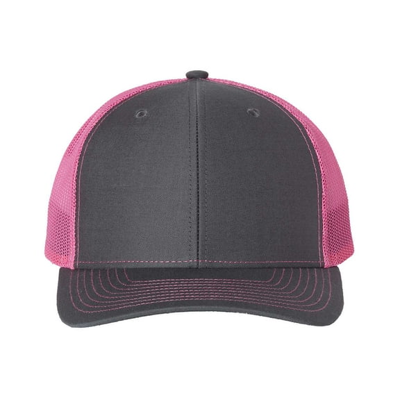Richardson - Adjustable Snapback Trucker Cap - 112 - Charcoal/ Neon Pink - Size: OSFM