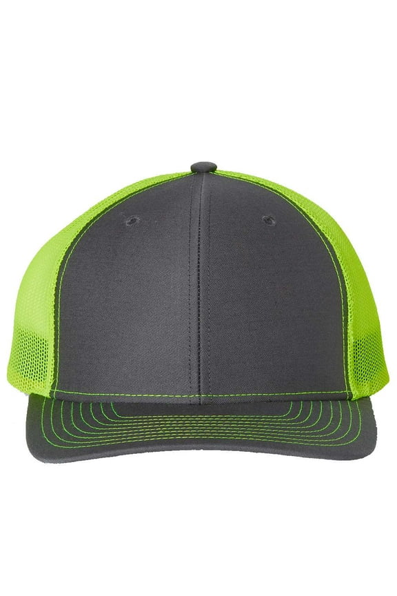 - Adjustable Snapback Trucker Cap - 112 - Charcoal/ Neon Yellow