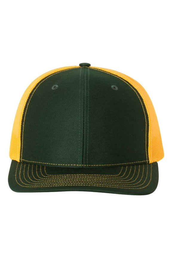 - Adjustable Snapback Trucker Cap - 112 - Dark Green/ Gold - Size: OSFM