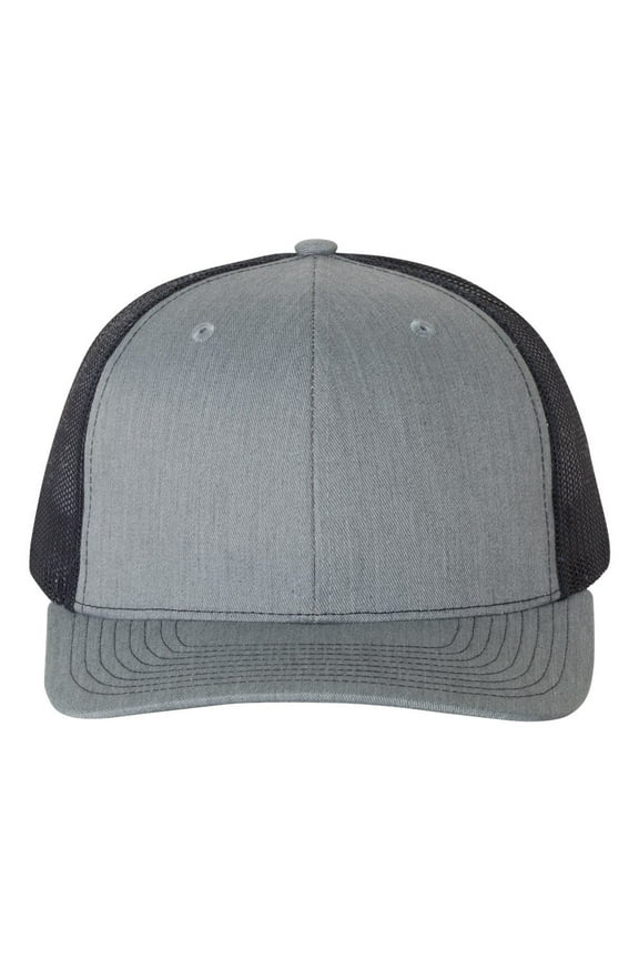 - Adjustable Snapback Trucker Cap - 112 - Heather Grey/ Navy - Size: OSFM