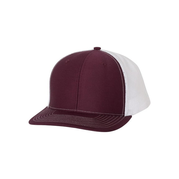 Richardson - Adjustable Snapback Trucker Cap - 112 - Maroon/ White - Size: OSFM