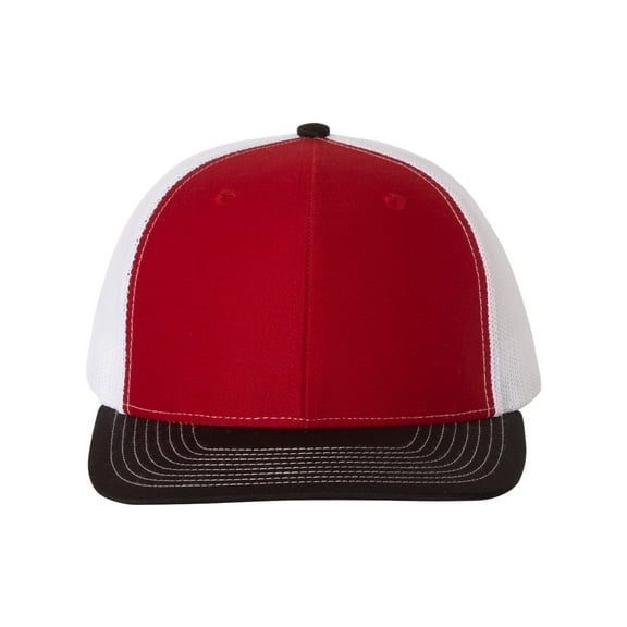 Richardson - Adjustable Snapback Trucker Cap - 112 - Red/ White/ Black - Size: OSFM
