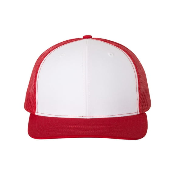 Richardson - Adjustable Snapback Trucker Cap - 112 - White/ Red - Size: OSFM