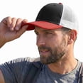 thumbnail image 1 of COUVER Adjustable Snapback Trucker Mesh Cap, Black / White / Red, 1 of 7