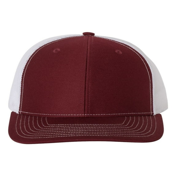 Richardson - Adjustable Snapback Trucker Mesh Cap, Cardinal / White