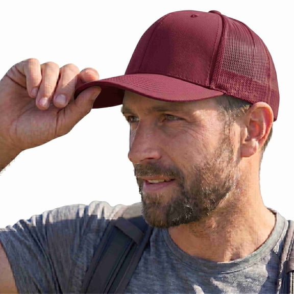 COUVER Adjustable Snapback Trucker Mesh Cap, Cardinal