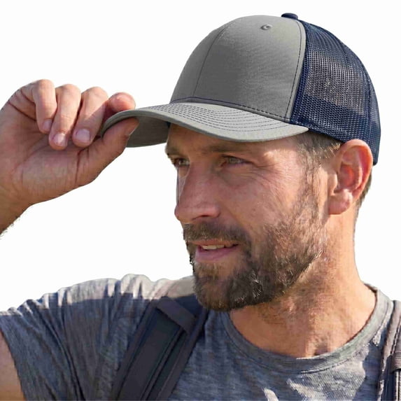 COUVER Adjustable Snapback Trucker Mesh Cap, Charcoal / Navy