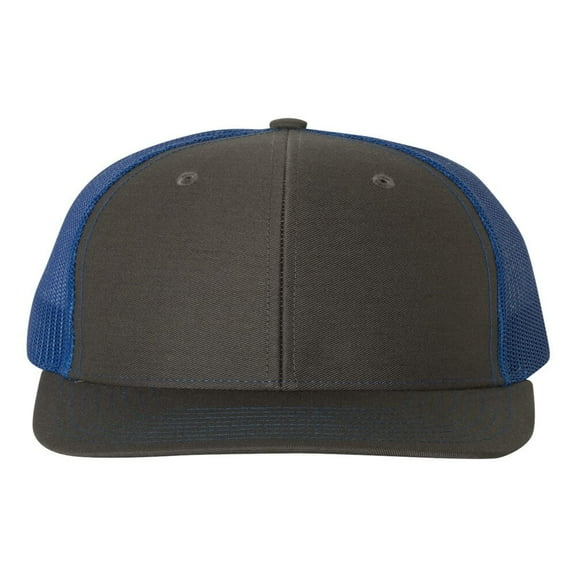 Richardson - Adjustable Snapback Trucker Mesh Cap, Charcoal / Royal
