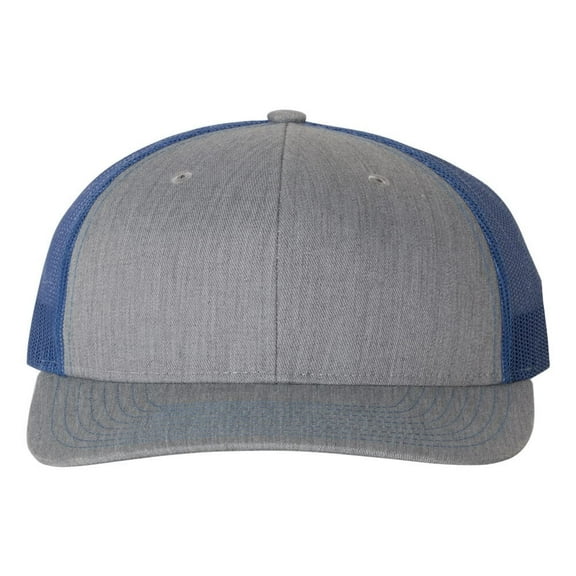 Richardson - Adjustable Snapback Trucker Mesh Cap, HeatherGrey / Royal