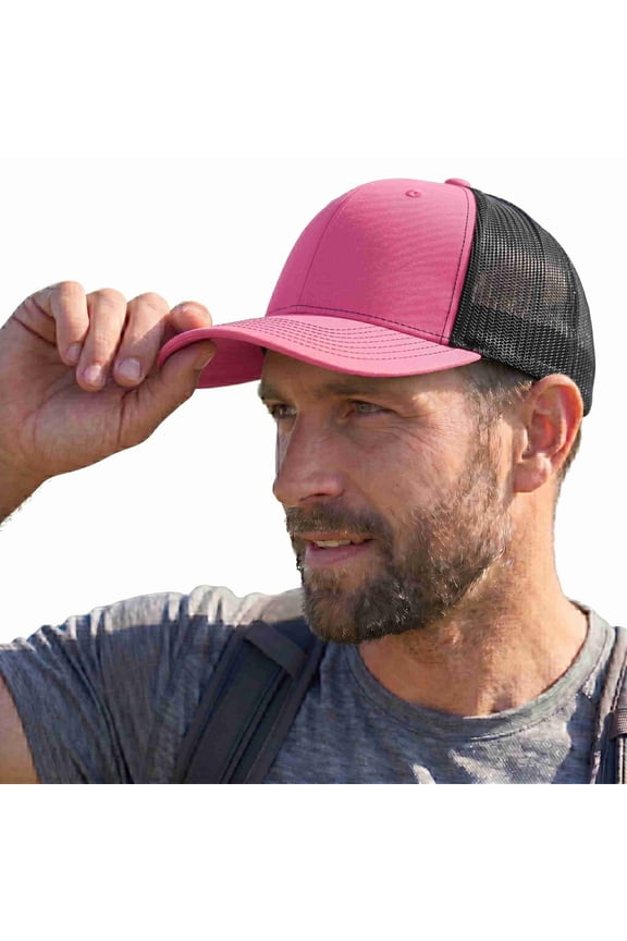 COUVER Adjustable Snapback Trucker Mesh Cap, Hot Pink / Black