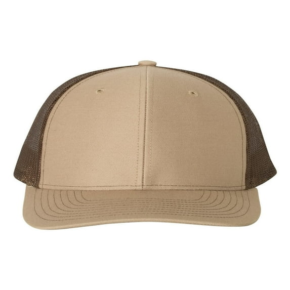 Richardson - Adjustable Snapback Trucker Mesh Cap, Khaki / Coffee