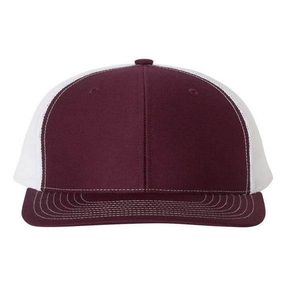 Richardson - Adjustable Snapback Trucker Mesh Cap, Maroon / White