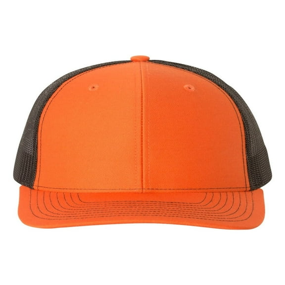 Richardson - Adjustable Snapback Trucker Mesh Cap, Orange / Black