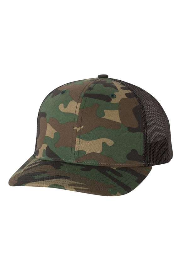Printed Trucker Hat - Green Camo/Black