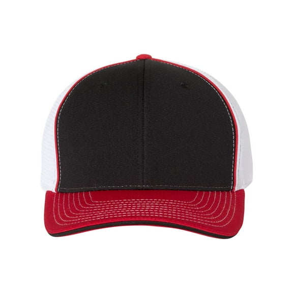 Richardson - Fitted Pulse Sportmesh with R-Flex Cap - 172 - Black/ White/ Red Tri