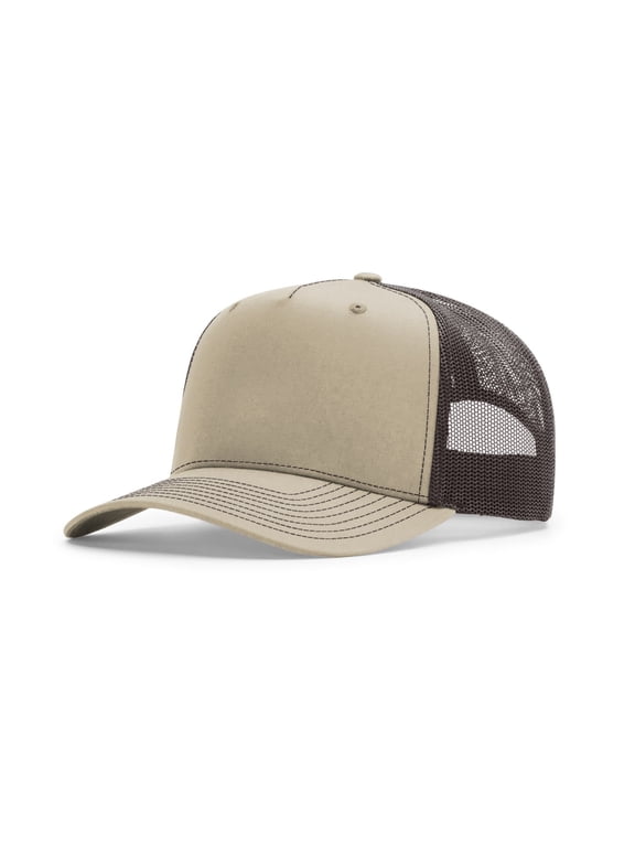 Five Panel Champ Trucker Hat (112FPC), One Size Fits Most, Split Khaki/Coffee