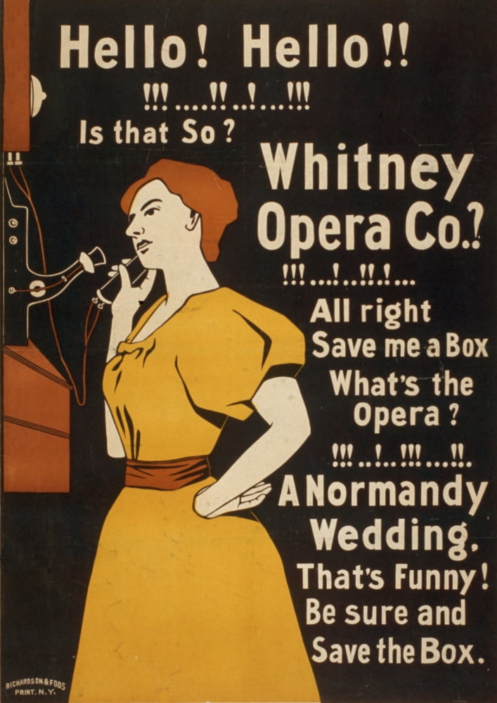 Richardson & Foos Whitney Opera Co c1900 Canvas Art - Richardson & Foos (24 x 36)