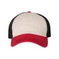 thumbnail image 1 of Richardson Garment-Washed Trucker Cap 111 Stone/ Black/ Red Adjustable, 1 of 5