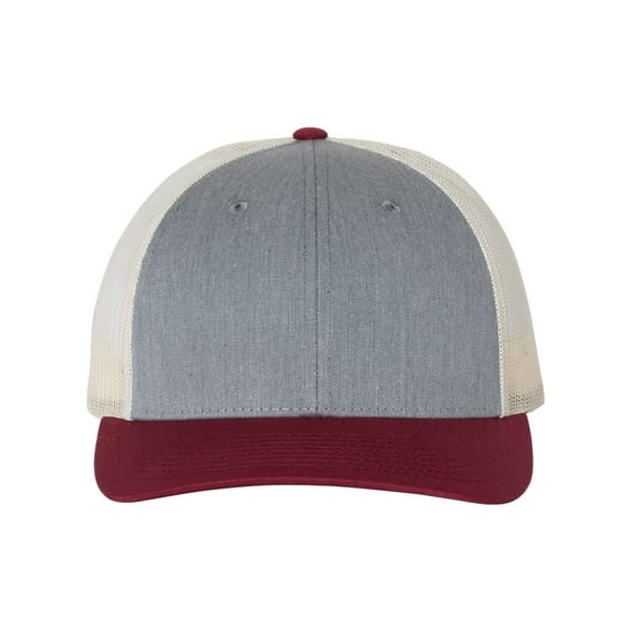 Richardson - Low Pro Trucker Cap - 115 - Heather Grey/ Birch/ Cardinal - Size: M/L