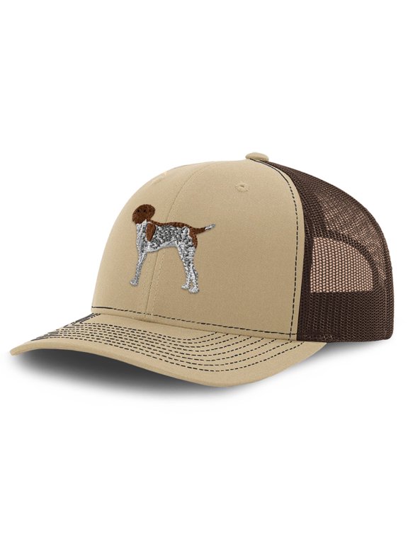 Richardson Mesh Cap Hat Embroidered German Shorthair Pointer B Embroidery Trucker Hats for Men & Women Khaki Coffee Design Only