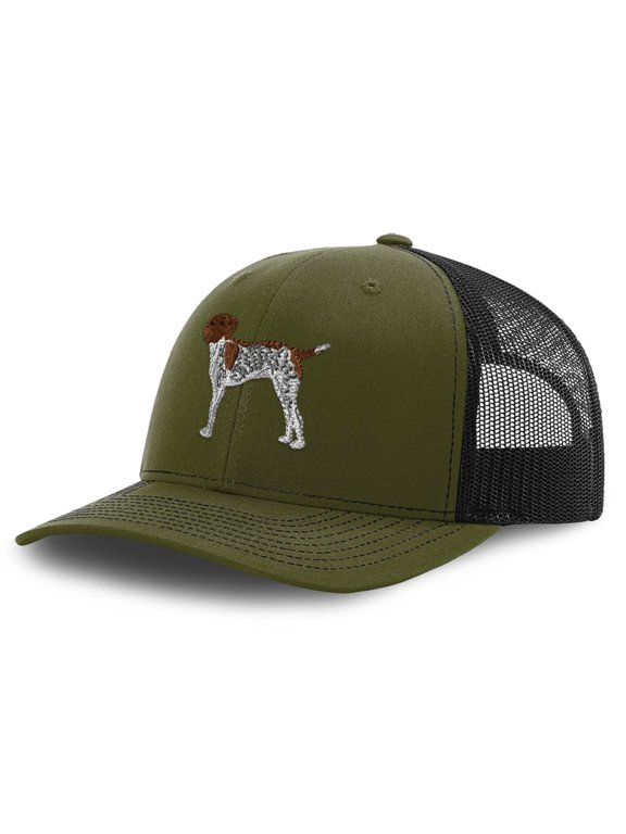 Richardson Mesh Cap Hat Embroidered German Shorthair Pointer B Embroidery Trucker Hats for Men & Women Loden Black Design Only