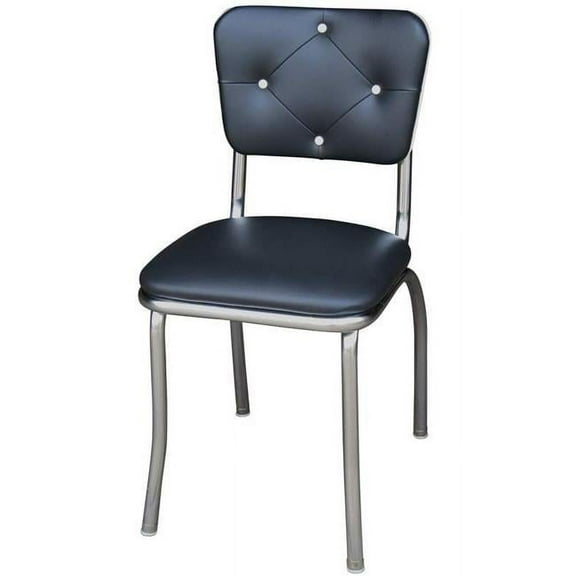 Richardson Seating Corp 4140BLK 4140 Lucy Diner Chair -Black- with 1 in. Pulled Seat  - Chrome