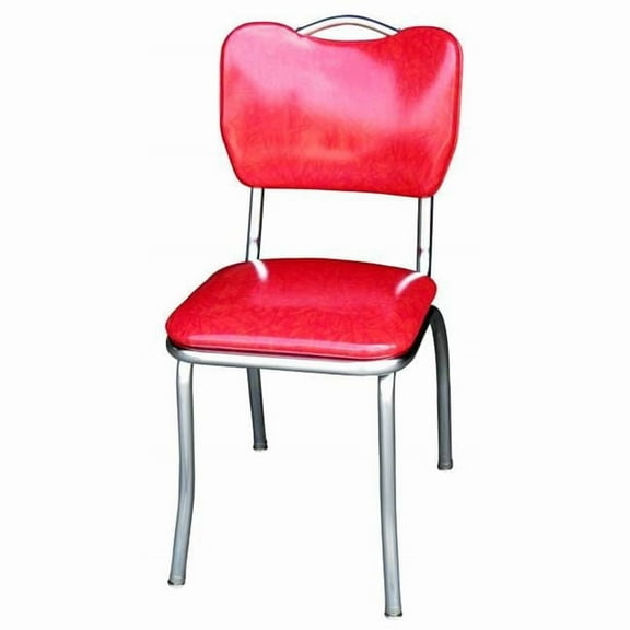 Richardson Seating Corp 4161CIR 4161 Handle Back Diner Chair -Cracked Ice Red- with 1 in. Pulled Seat  - Chrome