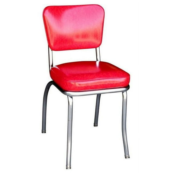 Richardson Seating Corp 4210CIR 4210 Diner Chair -Cracked Ice Red- with 2 in. Box Seat - Chrome - Cracked Ice Red