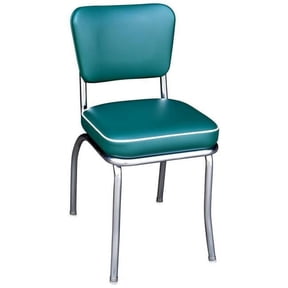 Richardson Seating Corp 4210GRN 4210 Diner Chair -Green- with 2 in. Box Seat - Chrome - Green