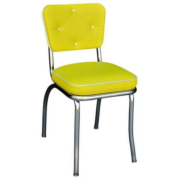 Richardson Seating Corp  4240 Lucy Diner Chair -Yellow- with 2 in. Box Seat  - Chrome