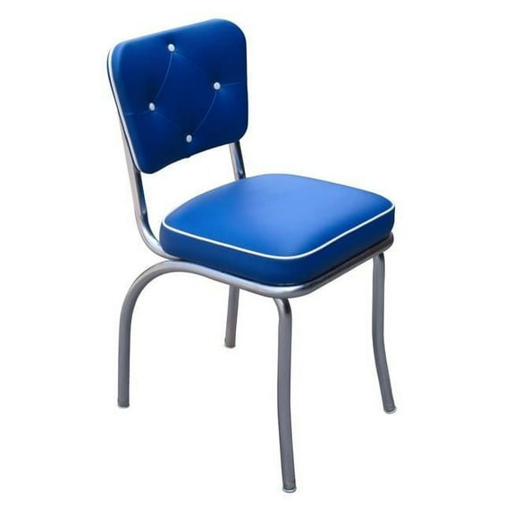 Richardson Seating Corp 4240RBL 4240 Lucy Diner Chair -Royal Blue- with 2 in. Box Seat - Chrome